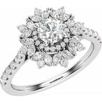 14K White Gold 6.5 mm Round 1 1/4 CTW Natural Diamond Semi-Set Engagement Ring