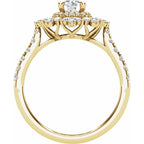 14K Yellow Gold Round 7/8 CTW Natural Diamond Semi-Set Engagement Ring