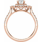 14K Rose Gold 5.2 mm Round 7/8 CTW Natural Diamond Semi-Set Engagement Ring