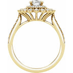 14K Yellow Gold 7x5 mm Oval 3/4 CTW Natural Diamond Semi-Set Engagement Ring