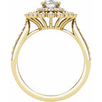 14K Yellow Gold 8x6 mm Oval 1/2 CTW Natural Diamond Semi-Set Halo-Style Engagement Ring