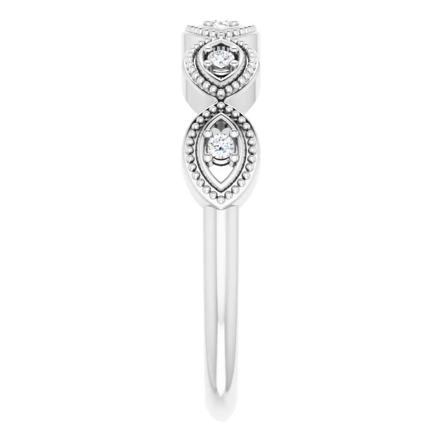 14K White Gold .07 CTW Natural Diamond Evil Eye Stackable Ring