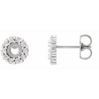 14K White Gold Round 1/5 CTW Rose-Cut Natural Diamond Semi-Set Earrings