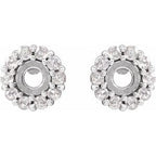 14K White Gold Round 1/5 CTW Rose-Cut Natural Diamond Semi-Set Earrings
