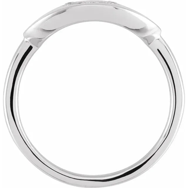 14K White Gold 1/10 CTW Natural Diamond Initial U Ring