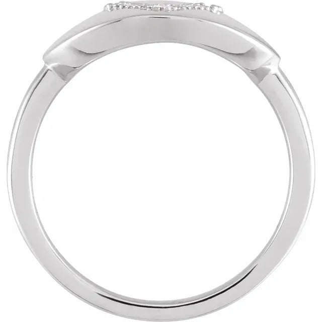 14K White Gold .08 CTW Natural Diamond Initial V Ring