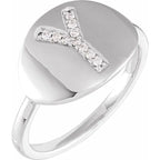 14K White Gold .06 CTW Natural Diamond Initial Y Ring