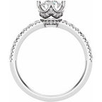 14K White Gold Round 3/8 CTW Natural Diamond Semi-Set Engagement Ring