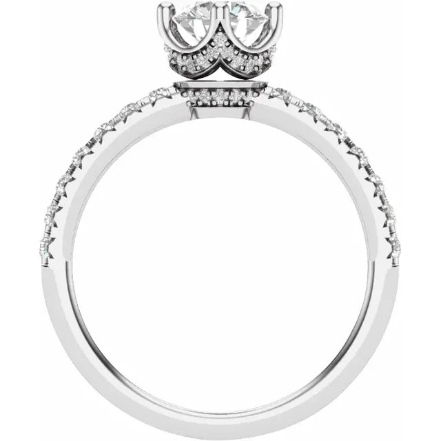 14K White Gold 6.5 mm Round 3/8 CTW Natural Diamond Semi-Set Engagement Ring
