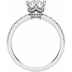 14K White Gold 6.5 mm Round 3/8 CTW Natural Diamond Semi-Set Engagement Ring