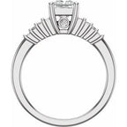 14K White Gold Square 1/3 CTW Natural Diamond Semi-Set Engagement Ring