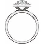 14K White Gold Emerald 3/8 CTW Natural Diamond Semi-Set Engagement Ring