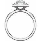 14K White Gold 7 x 5 mm Emerald 3/8 CTW Natural Diamond Semi-Set Engagement Ring