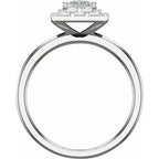 14K White Gold Square 3/8 CTW Natural Diamond Semi-Set Engagement Ring