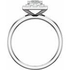 14K White Gold 4.5 mm Square 3/8 CTW Natural Diamond Semi-Set Engagement Ring