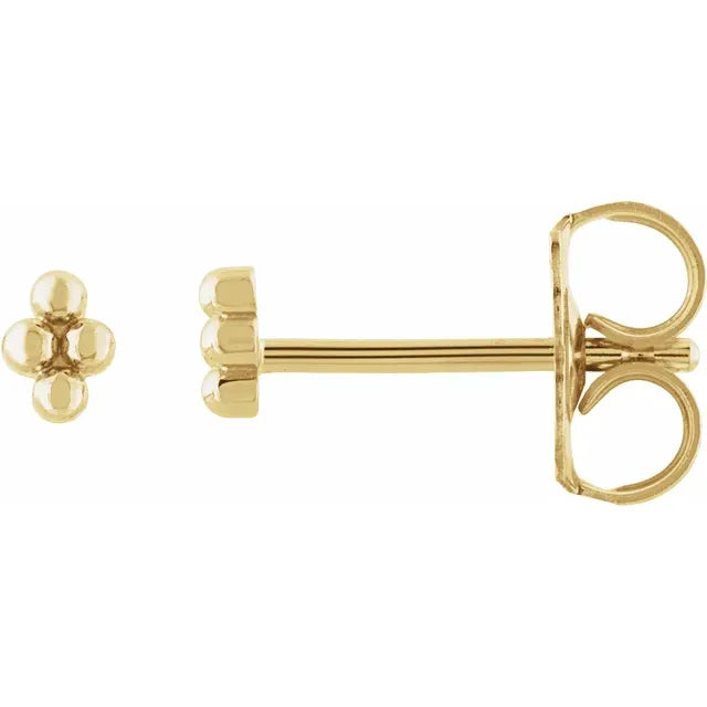 14K Yellow Gold Tiny Beaded Earrings