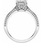 14K White Gold 8 x 6 mm Emerald 1/3 CTW Natural Diamond Semi-Set Engagement Ring