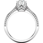 14K White Gold 6.5 mm Round 1/3 CTW Natural Diamond Semi-Set Engagement Ring