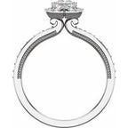 14K White Gold Square 3/4 CTW Natural Diamond Semi-Set Engagement Ring