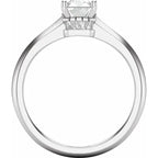 14K White Gold 7 x 5 mm Emerald 1/5 CTW Natural Diamond Semi-Set Engagement Ring