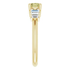 14K Yellow Gold Natural Green Sapphire & 1/3 CTW Natural Diamond Ring