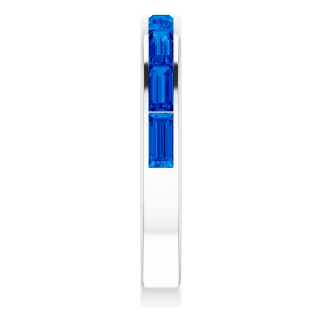 14K White Gold Lab-Grown Blue Sapphire Stackable Ring