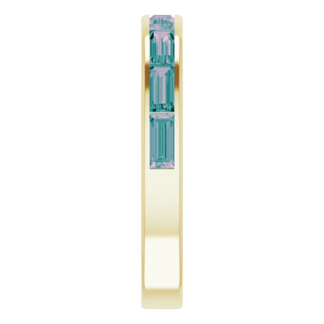 14K Yellow Gold Lab-Grown Alexandrite Stackable Ring