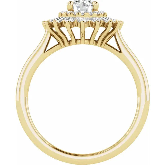 14K Yellow Gold 6.5 mm Round 5/8 CTW Natural Diamond Semi-Set Engagement Ring