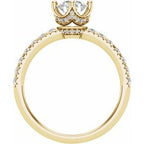 14K Yellow Gold Round 3/8 CTW Natural Diamond Semi-Set Engagement Ring