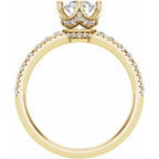 14K Yellow Gold 5.8 mm Round 3/8 CTW Natural Diamond Semi-Set Engagement Ring