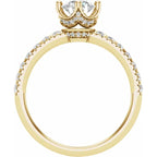 14K Yellow Gold 6.5 mm Round 3/8 CTW Natural Diamond Semi-Set Engagement Ring