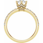 14K Yellow Gold 5.2 mm Round 3/8 CTW Natural Diamond Semi-Set Engagement Ring