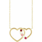 14K Yellow Gold Round 1-Stone Interlocking Heart 18" Necklace
