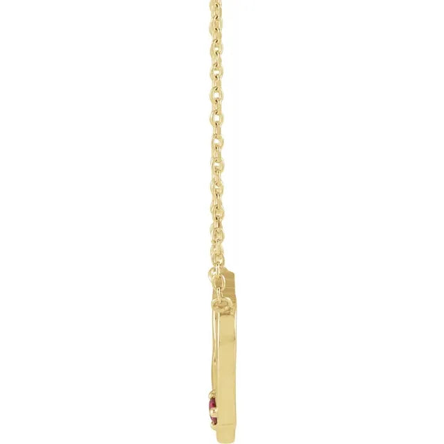 14K Yellow Gold Round 1-Stone Interlocking Heart 18" Necklace