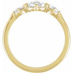 14K Yellow 6 mm Round Gold 1/5 CTW Natural Rose-Cut Diamond Semi-Set Three-Stone Engagement Ring