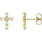14K Rose Gold Round Cabochon Cross Earring Mounting