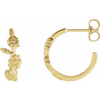 14K Yellow Gold Floral Hoop Earrings