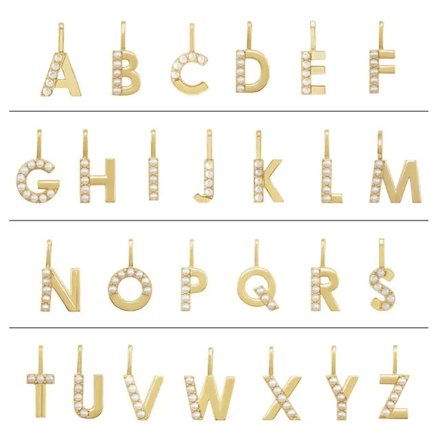 14K Yellow Gold Cultured White Pearl Initial G Charm/Pendant