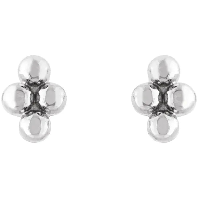 14K White Gold Tiny Beaded Earrings