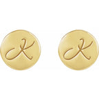 14K Yellow Gold 10 mm Engravable Disc Earrings