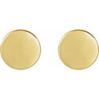 14K Yellow Gold 10 mm Engravable Disc Earrings