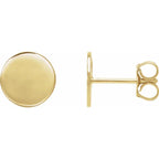 14K Yellow Gold 8 mm Engravable Disc Earrings