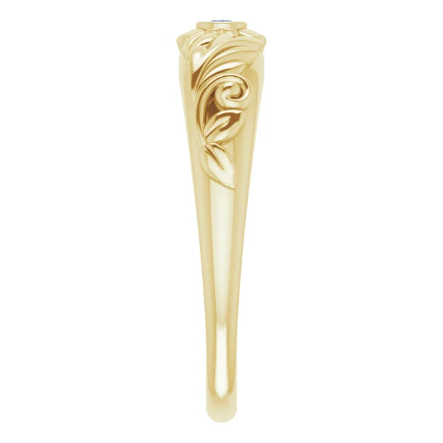 14K Yellow Gold Natural Tanzanite Floral Ring