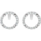 14K White Gold 1/8 CTW Natural Diamond Semi-Set Halo-Style Stud Earrings