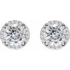 14K White Gold 1/8 CTW Natural Diamond Semi-Set Halo-Style Stud Earrings