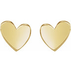 14K Yellow Gold Asymmetrical Heart Threaded Post & Back Earrings