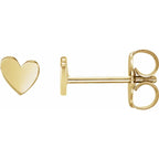 14K Yellow Gold Asymmetrical Heart Friction Post & Back Earrings