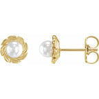 14K Yellow Gold Leaf Earring Mounting for Pearl