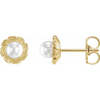 14K Yellow Gold Leaf Earring Mounting for Pearl