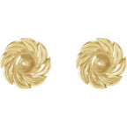 14K Yellow Gold Leaf Earring Mounting for Pearl